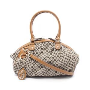 Gucci Sukey Handbag Canvas Leather Beige Navy Blue Brown